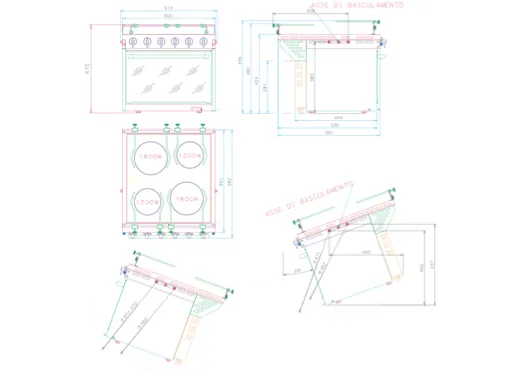 Techimpex Horizon Electric Cooker - 4 Burner Electric Ceramic Hob. Electric Oven & Grill, Gimbals, Pan Clamps