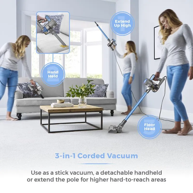 Tower Corded Vacuum Cleaner Performance Corded Stick 3 in 1 Corded Stick - Blue