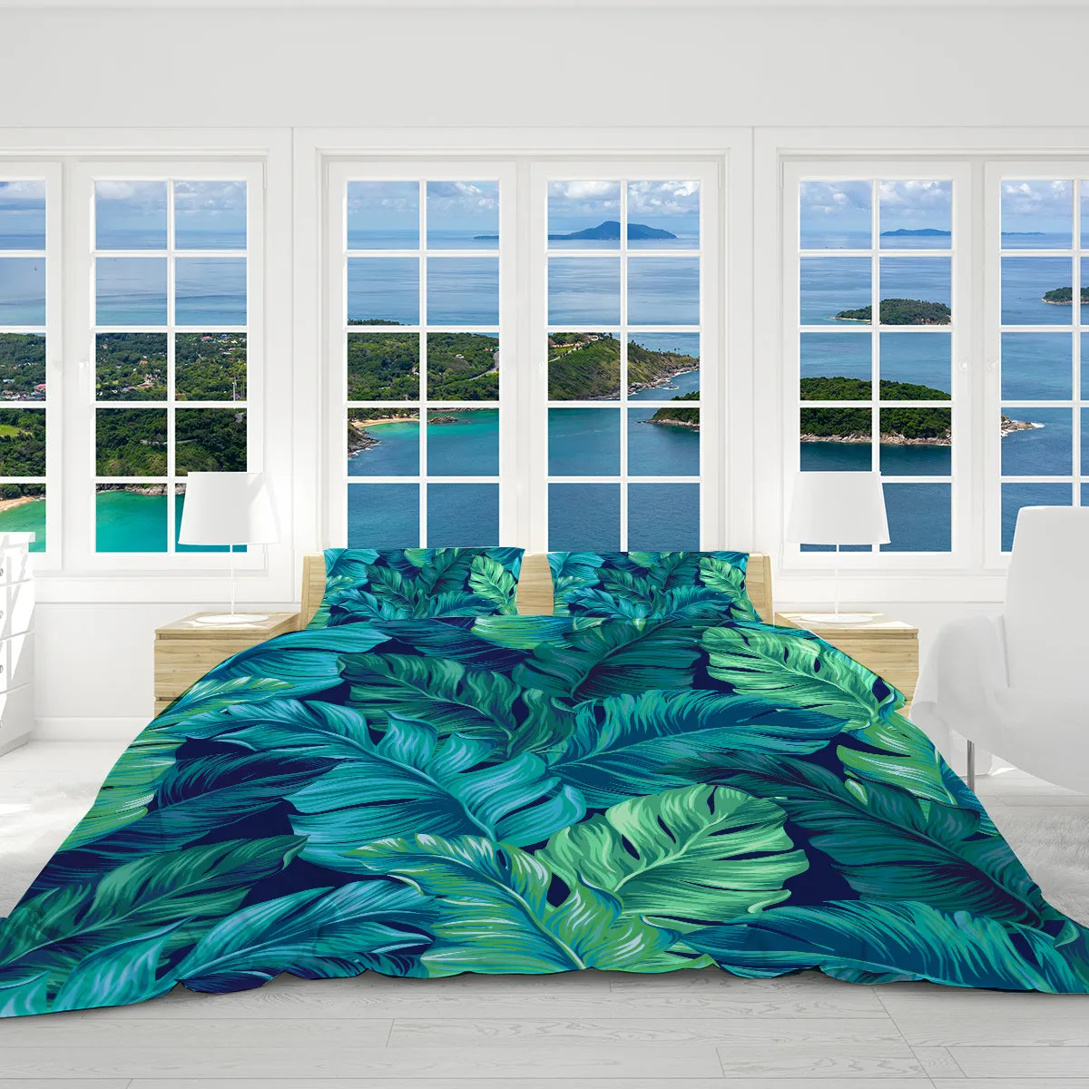 Tropical Leaves Reversible Bedcover Set