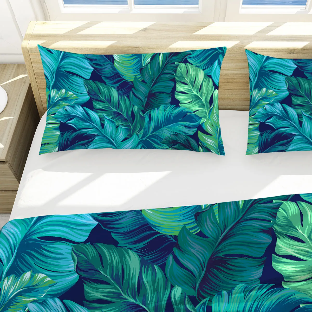 Tropical Leaves Reversible Bedcover Set