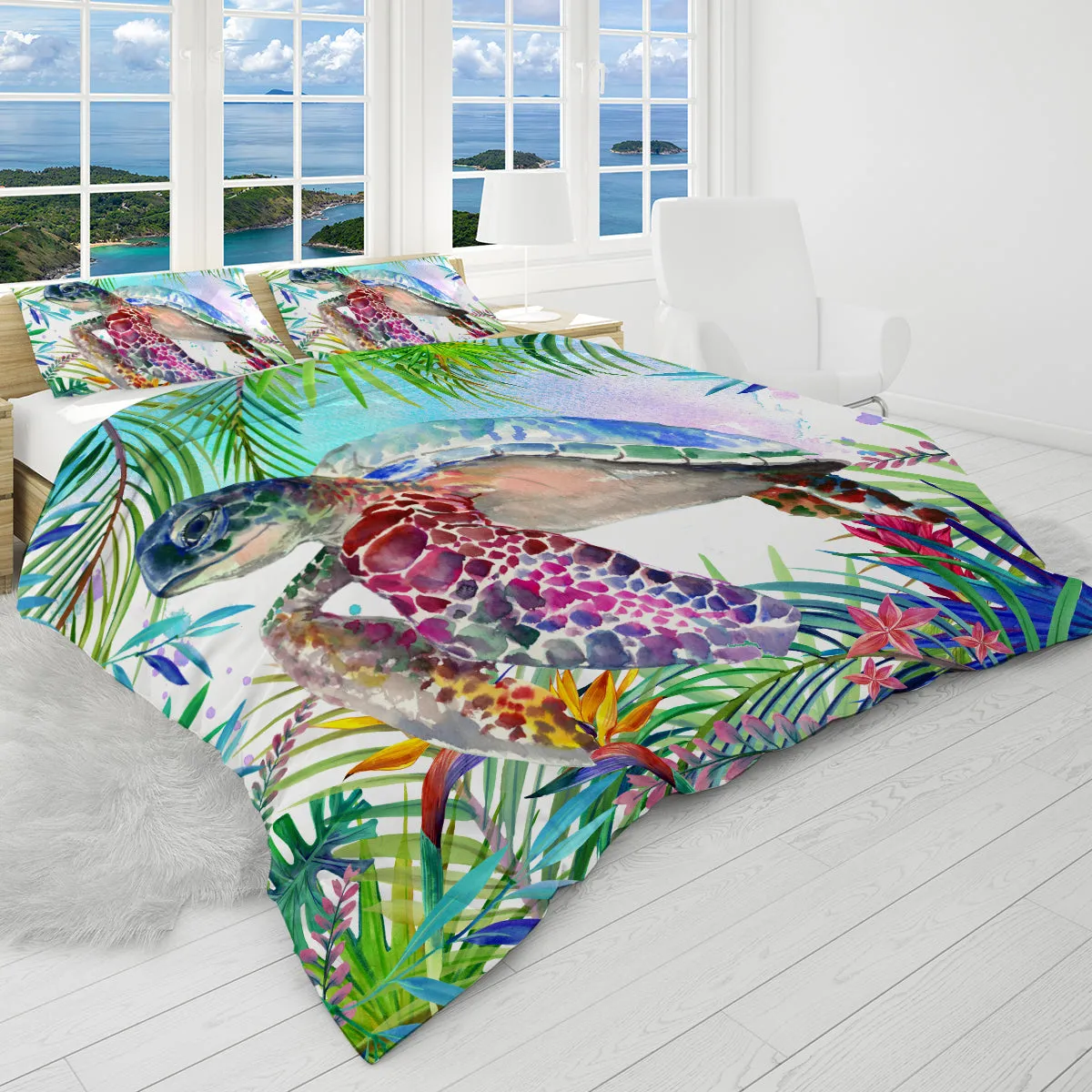 Tropical Sea Turtle Reversible Bedcover Set