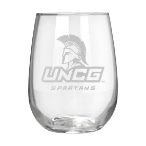 UNCG Spartans 17 oz. Stemless Wine Glass