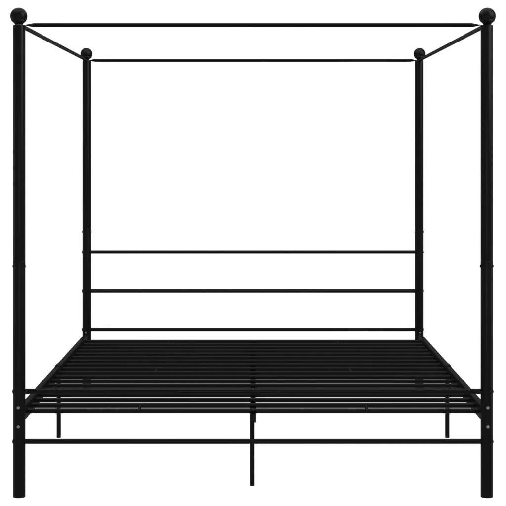 vidaXL Canopy Bed Frame without Mattress Black Metal 200x200 cm