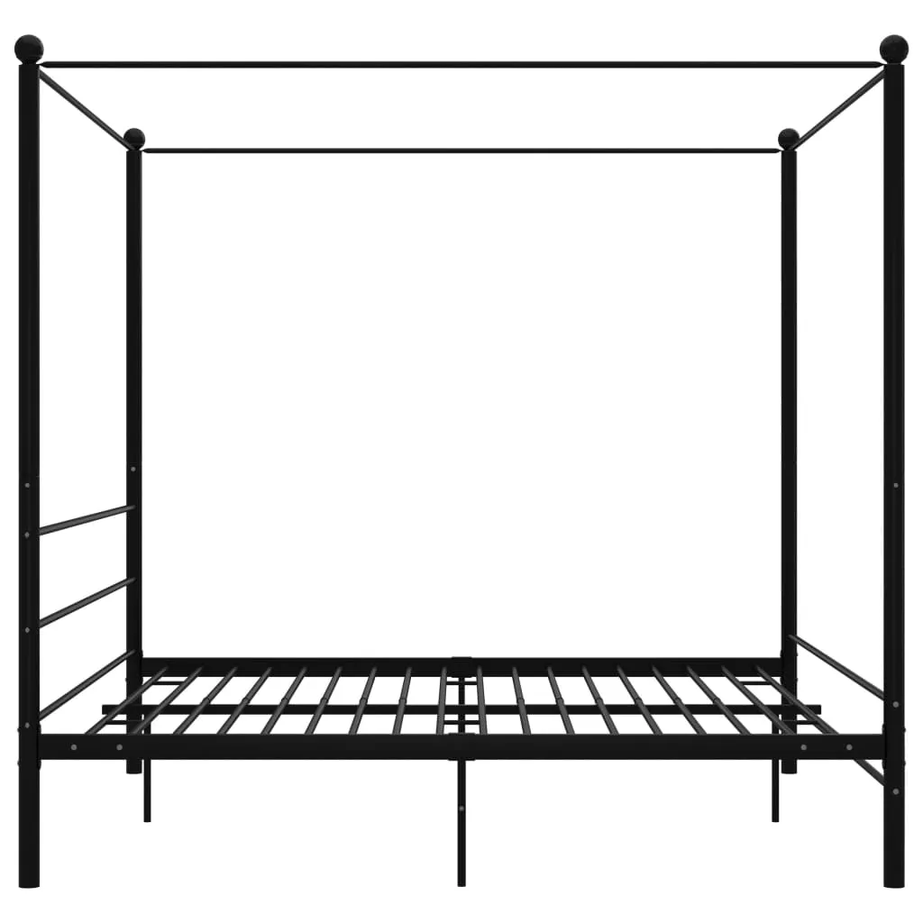 vidaXL Canopy Bed Frame without Mattress Black Metal 200x200 cm