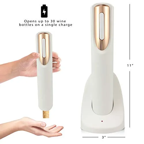 Vin Fresco Electric Wine Opener Rechargeable Foil Cutter White & Rose Gold