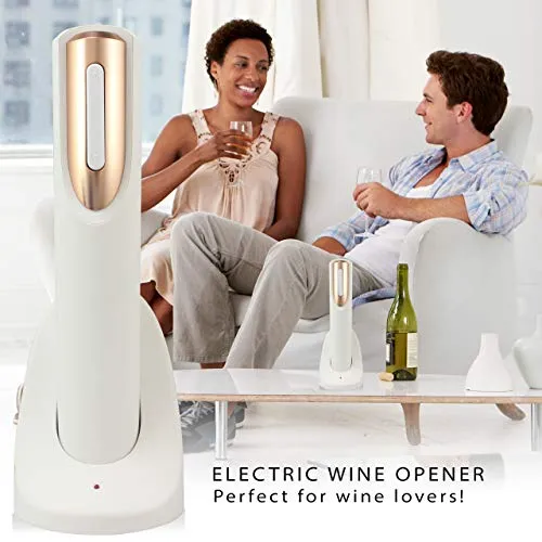 Vin Fresco Electric Wine Opener Rechargeable Foil Cutter White & Rose Gold