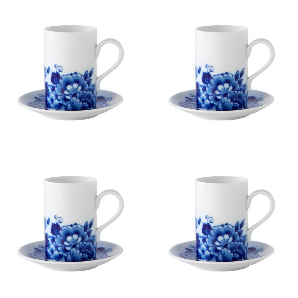 Vista Alegre Blue Ming Coffee Cups and Saucers, Set of 4