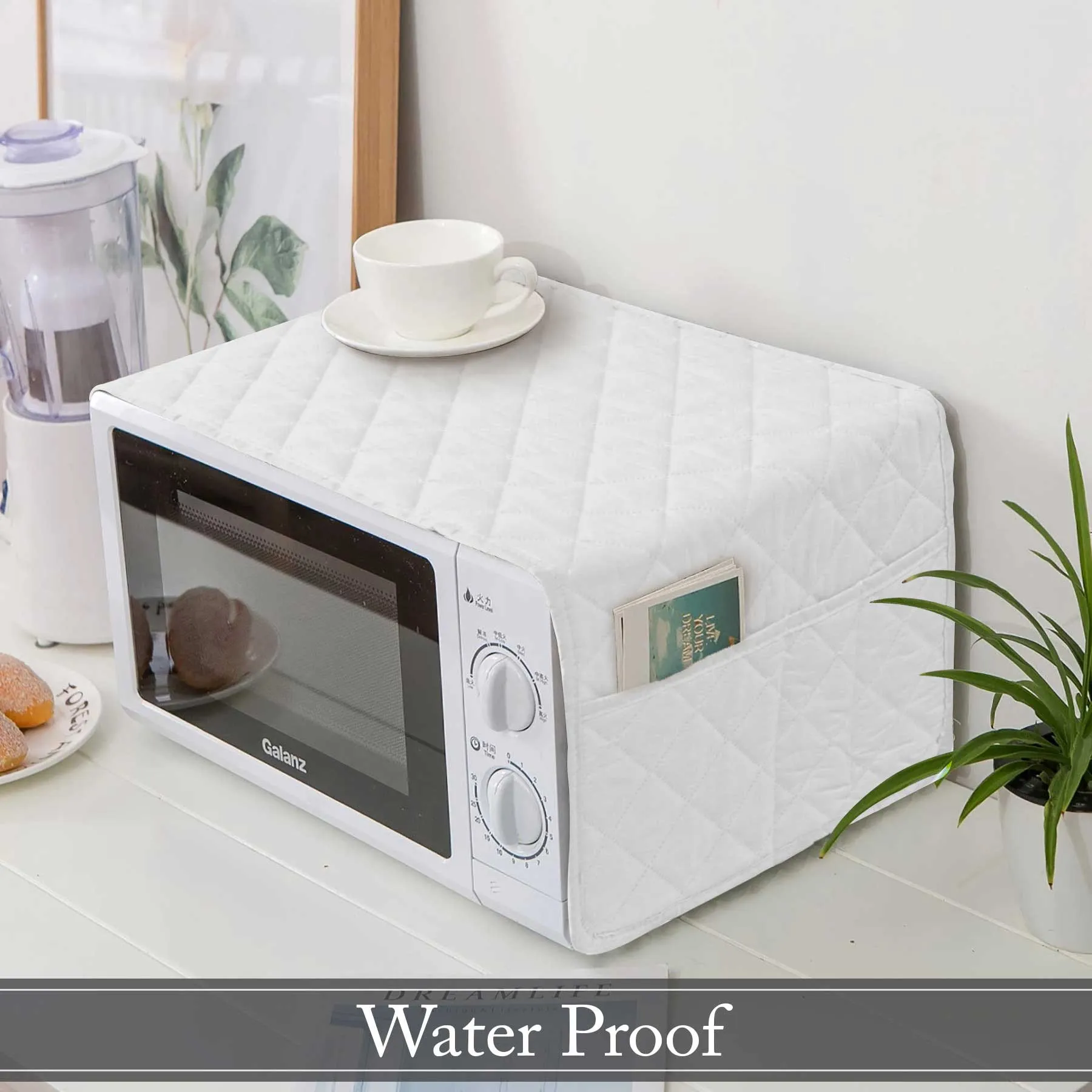 Waterproof Quilted Microwave Oven Cover White