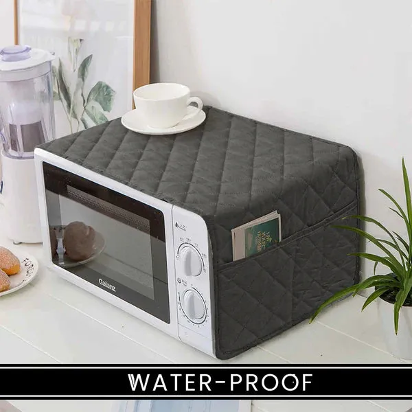 Waterproof Quilted Microwave Oven Cover With Side Pockets