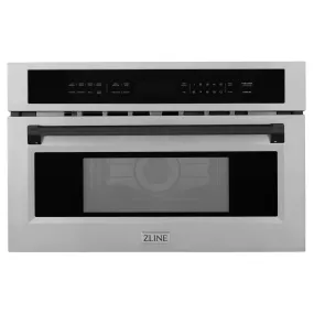 ZLINE Autograph Edition 30 in. 1.6 cu ft. Built-in Convection Microwave Oven in Fingerprint Resistant Stainless Steel with Matte Black Accents (MWOZ-30-SS-MB)